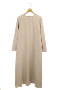 19AW ロングワンピース クルーネック 長袖 36 ピンクベージュ
