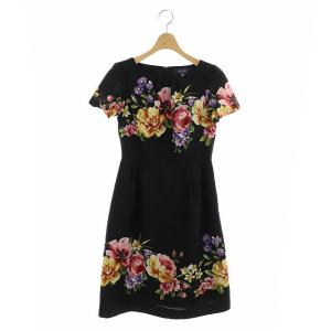 エレガントフラワーワンピース タック 36 ブラック