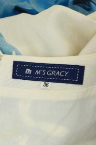 M'S GRACY 水彩ローズ膝丈ワンピース 36 ホワイト