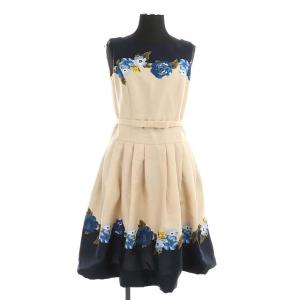 ノースリーブフラワーワンピース 36 ベージュ