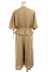 Grace Class ドレープスリーブサロペット オールインワン 半袖 ガウチョパンツ ペプラム Vネック 36 ベージュ