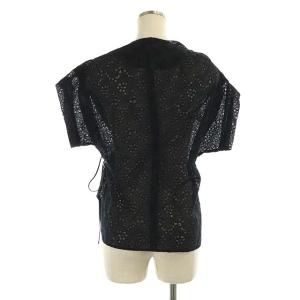 Mame Kurogouchi 21SS EmbroideryLace Asymmetrical Flap Collar Shirt