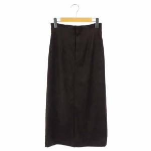 フェイクスエードハイウエストタイトスカート S ダークブラウン