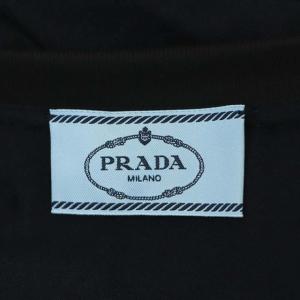 PRADA プリーツデザインカットソー 切替 シルク フリル 半袖 M ブラック