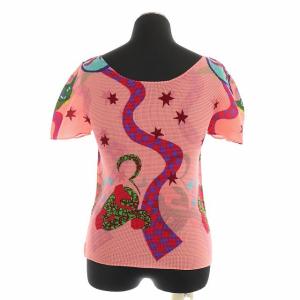 me ISSEY MIYAKE 総柄プリントプリーツブラウス ピンク マルチカラー