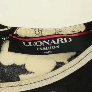 LEONARD FASHION シルク混 カットソー 花柄 L ブラック