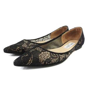 ALINA フラットパンプス ポインテッドトゥ レースシー 36 ブラック