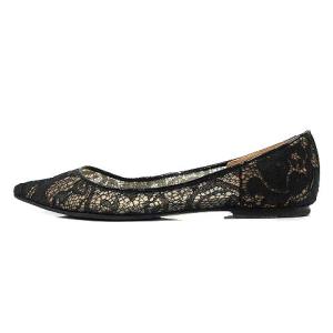 JIMMY CHOO ALINA フラットパンプス ポインテッドトゥ レースシー 36 ブラック