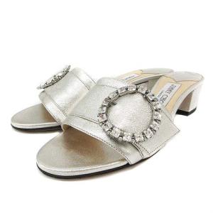 GRANGER 35 サンダル チャンキーヒール ビジュー 36 シルバー