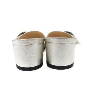 JIMMY CHOO GRANGER 35 サンダル チャンキーヒール ビジュー 36 シルバー