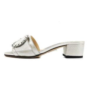 JIMMY CHOO GRANGER 35 サンダル チャンキーヒール ビジュー 36 シルバー