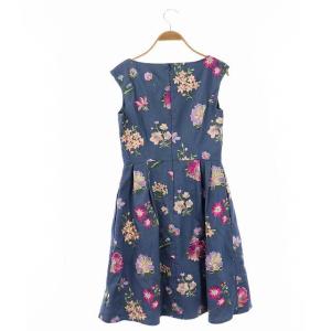 TOCCA POTTED FLOWERS ドレス ワンピース ロング 花柄 刺繍 ノースリーブ 2 青 ブルー