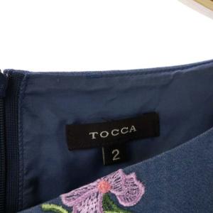 TOCCA POTTED FLOWERS ドレス ワンピース ロング 花柄 刺繍 ノースリーブ 2 青 ブルー