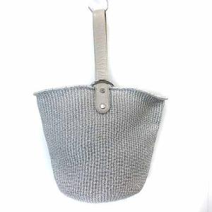 TOFF&LOADSTONE バケツバッグ ワンハンドルバッグ ハンドバッグ 切替 レザー シルバー色 グレージュ