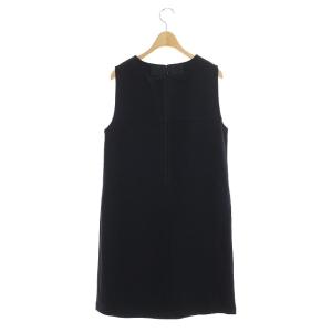 M'S GRACY ノースリーブワンピース リボンポケット 膝丈 キーネック 40 紺 ネイビー