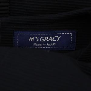 M'S GRACY ノースリーブワンピース リボンポケット 膝丈 キーネック 40 紺 ネイビー