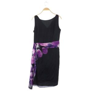 ARMANI COLLEZIONI ノースリーブワンピース ひざ丈 総柄 6 ブラック パープル