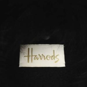Harrods フォックスファー付きニットコート ミドル丈 ウール混 ブラック