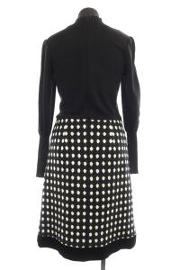 M'S GRACY ドット ニット 切替 ワンピース 膝丈 長袖 ハイネック 38 黒 ブラック