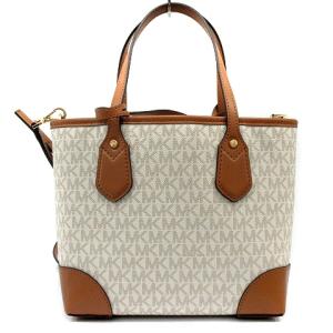 MICHAEL KORS 20SS EVA エクストラスモール ショルダーバッグ ハンドバッグ 2way ポーチ付き レザー 白 ホワイト 茶 ブラウン