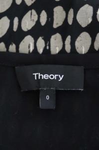 Theory シルク混 総柄 ロングスカート セミフレア 0 黒 グレー ブラック