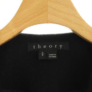 Theory レザースリーブウール2WAYコート ノーカラー アウター ロング S/P 黒 茶 ブラック ブラウン