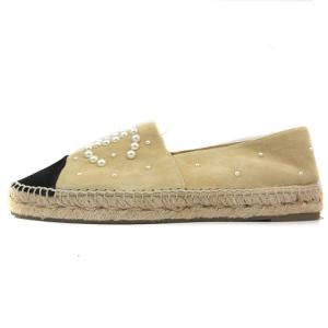 CHANEL パールココマーク エスパドリーユ バイカラー 40 ベージュ