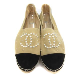 CHANEL パールココマーク エスパドリーユ バイカラー 40 ベージュ