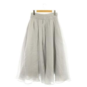 ebure クリスタルシアー スカート フレア ロング リネン混 36 グレー