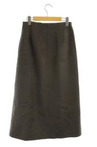 ebure スカート ウール ラップライク 台形 ロング 36 グレージュ