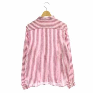 nest Robe リネンストライプ長袖シャツ ピンク