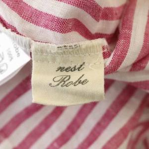 nest Robe リネンストライプ長袖シャツ ピンク