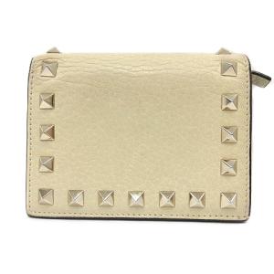 VALENTINO GARAVANI 二つ折り財布 スタッズ アイボリー