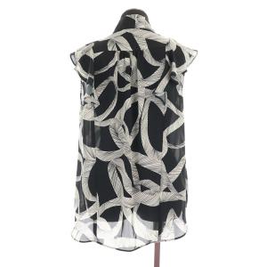 Grace Class リボンプリントボウタイノースリーブブラウス 38 ブラック