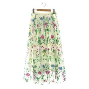 フラワー刺繍フレアチュールスカート マルチカラー