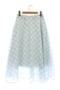 CELFORD 21SS ギンガムフレアスカート 36 サックス