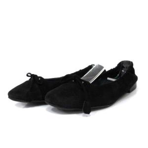 バレエシューズ リボンモチーフ スエード ブラック 36.5 23cm