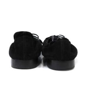 HERMES バレエシューズ リボンモチーフ スエード ブラック 36.5 23cm