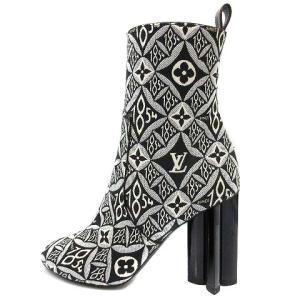シルエット・ライン アンクルブーツ モノグラム ジャカード 38 ブラック