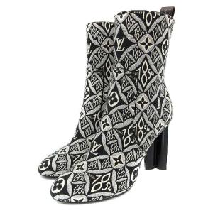 LOUIS VUITTON シルエット・ライン アンクルブーツ モノグラム ジャカード 38 ブラック