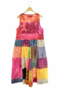 Tao AD2014 ワンピース ノースリーブ 総柄 フレア ロング Vネック S マルチカラー