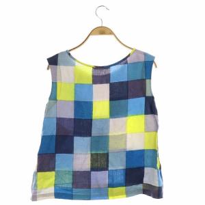 mina perhonen jelly リネンノースリーブチェックカットソー マルチカラー