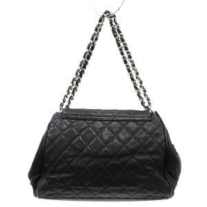 CHANEL ダブルチェーンショルダーバッグ マトラッセ キャビアスキン 12番台 ブラック