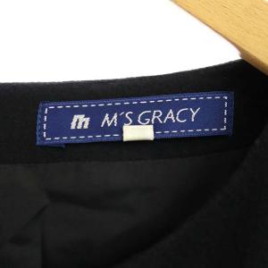 M'S GRACY リボン花柄ドッキングワンピース 42 黒