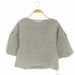 ローゲージニットプルオーバー セーター 七分袖 ラメ F  グレー シルバー色