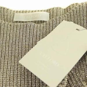 CELFORD ローゲージニットプルオーバー セーター 七分袖 ラメ F  グレー シルバー色