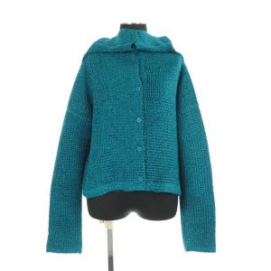 ラメ プリーツカーディガン 長袖 ショート丈 青 緑 グリーン ブルー