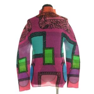 me ISSEY MIYAKE 総柄ハイネックプリーツブラウス 長袖 マルチカラー