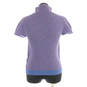 me ISSEY MIYAKE タートルネックプリーツ半袖ブラウス カットソー プルオーバー パープル