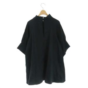 kei shirahata スタンドカラーギャザーブラウス ブラック